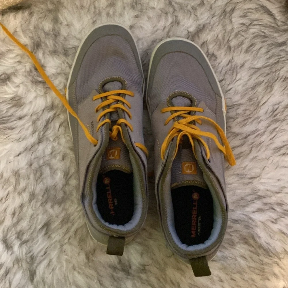 Merrell Gray with Mustard Accent Low-Top Sneakers